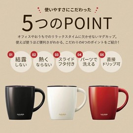 Asvel Stainless Steel Vacuum Insulated Mug Map 11.2 fl oz (330 ml), Red