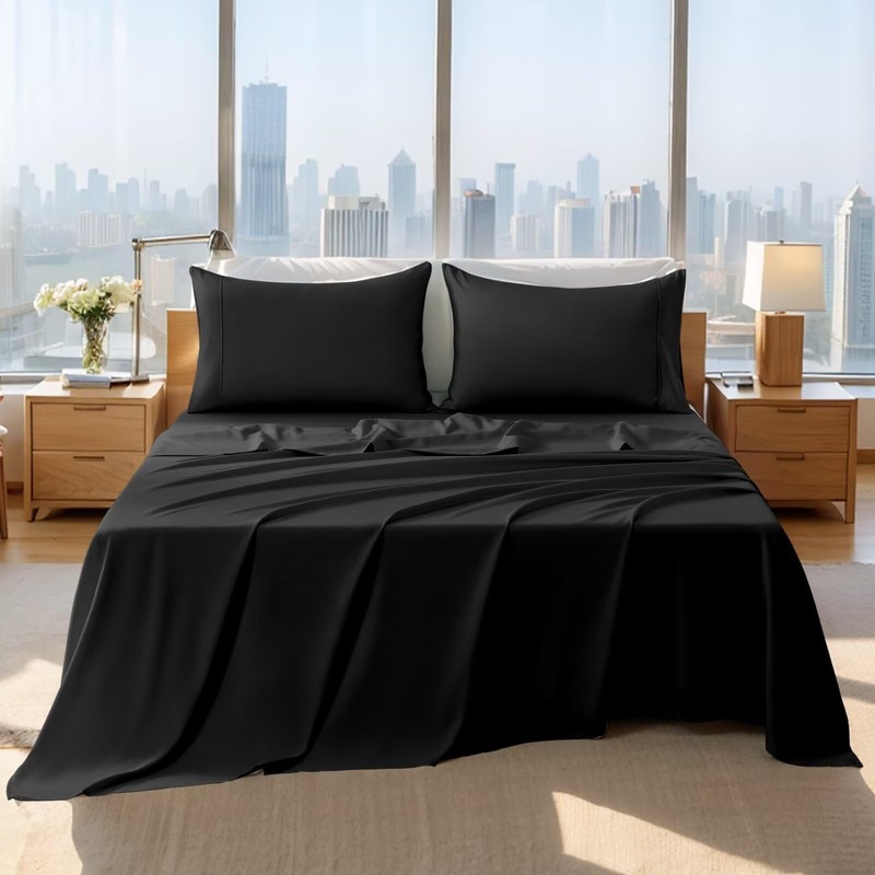 SIGF King Sheets Set, 4 Pieces Microfiber Bed Sheets Set