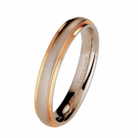 MJ Metals Jewelry Titanium Wedding Ring 18k Gold Plated Edges Comfort Fit Band 4mm Size 5