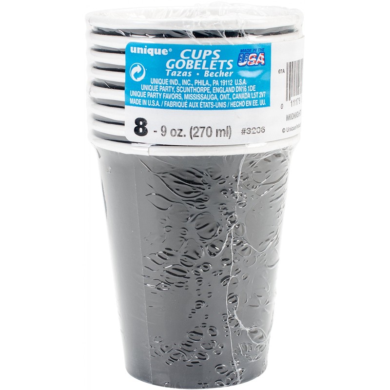 9oz Black Paper Cups, 8ct