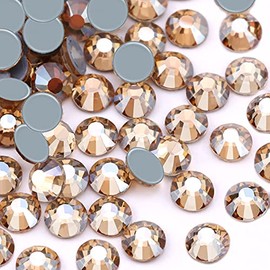 Dowarm 288PCS SS30 Hotfix Crystal Rhinestones, 6.5MM Hot Fix Crystals for Crafts Clothes, Flatback Glass Crystal for Decoration, Round Gems (Gold Shadow/Champagne)