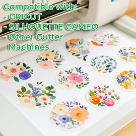 Evergreen Goods 20 Sheets Printable A4 Sticker Vinyl for Cricut Cutters | Waterproof Glossy White Laser Printable | Make Your Own Stickers for Home Organisation, Bottles Jars, Personal Crafts