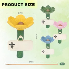 Bee Watering Stations, Adjustable Height Resin Bath for Bees, Colorful Butterfly Hydration Spots with Flower Design, Outdoor Pollinator Garden Decor​, Decorative Flower Water Stations, Set of 4
