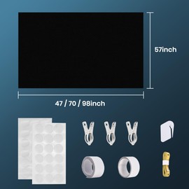 MODESLAB 70" x 57" Portable Blackout Curtains, No Drill Blackout Shades Self-Adhesive Blind Screen for Window, Bedroom, Nursery, Film Room, Dorm, Travel, Easy Setup Cut to Any Size, Black