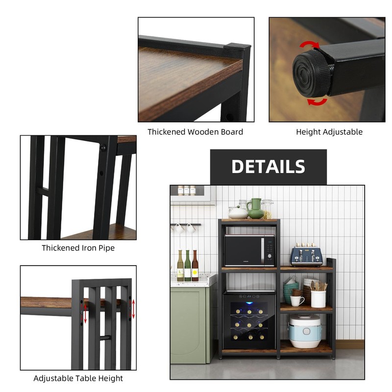 BRIGHTSHOW Kitchen Storage Shelf Bakers Rack, 6-Tier Coffee Bar Table,