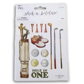 Craft Supply Hole in One Golf Stickers Adhesive Decals for Vintage Golfing Crafts, Cardmaking, Scrapbooks & More - 28 Pc
