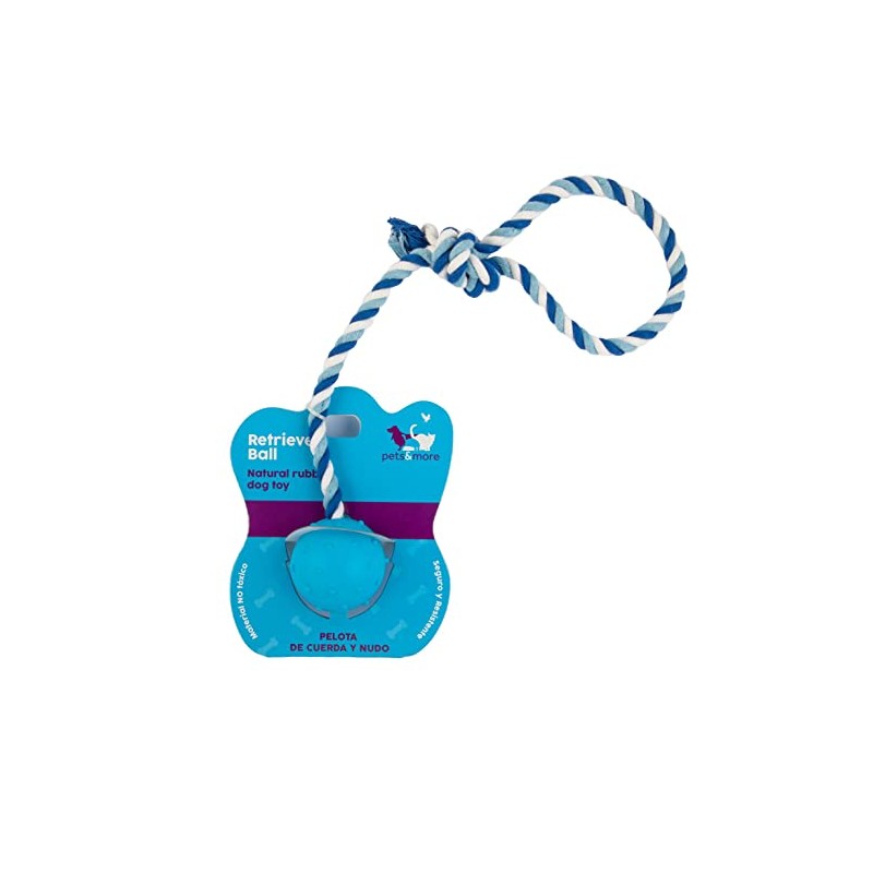 PETS&MORE Pelota con Cuerda Azul