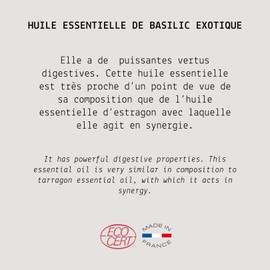 Exotic Basil Organic Essential Oil - My Cosmetics - 10 ml