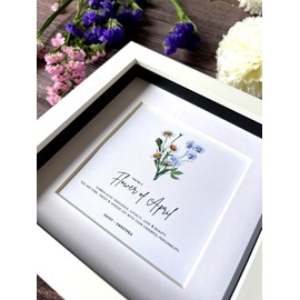 Birth Flower Print Frame - Featuring Birth Flower Image & Meaning. Meanignful Keepsake. Perfect Gift for Friend | Mum | Nana | Grandma on Birthdays | Christmas | Mother's Day (April)