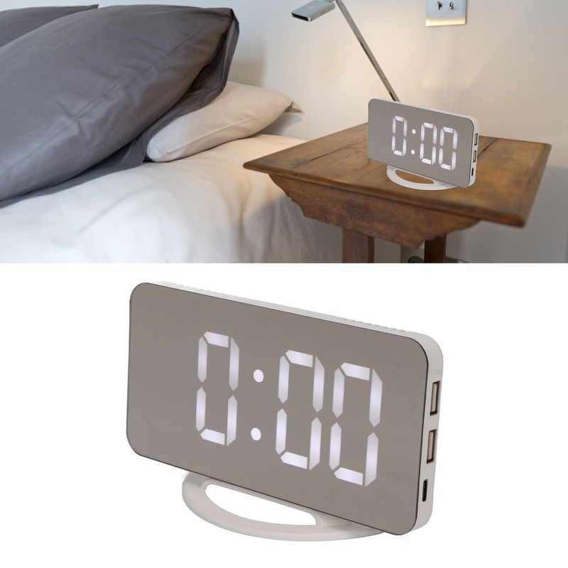 Alarm Clock Dual USB Output 3 Levels Brightness Light Sensing