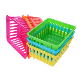 Operitacx 6pcs Classroom Pencil Organizer Baskets Small Plastic Storage Trays Colorful Desk Pencil Holders Utility Bins for School Office Home Favors
