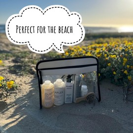 ZOOX Clarity, Luxury Toiletry Cosmetic Bag & Jetset Case w/Clear See-Thru Window, Travel TSA-Friendly (Ivory, Pouch, Large)