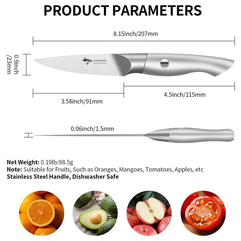 MAD SHARK Paring Knife 3.5 inch Paring Knives, Small Kitchen