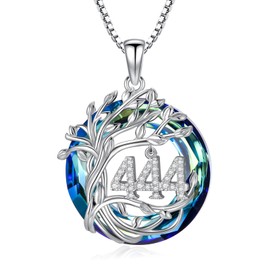 TOUPOP 444 Angel Number Necklace 925 Sterling Silver Tree of Life 444 Pendant Necklace Numerology Jewelry Birthday Mothers Day Gifts for Women Mom