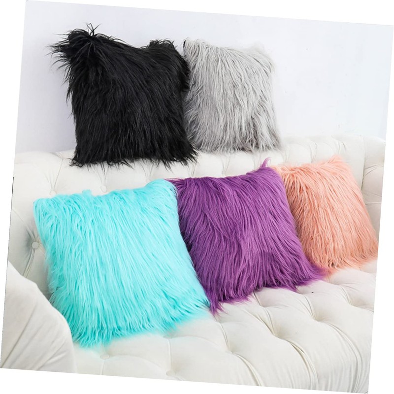 Mobestech 45x45cm Sheepskin Pillowcase Plush Pillow Cover for Winter Decorative