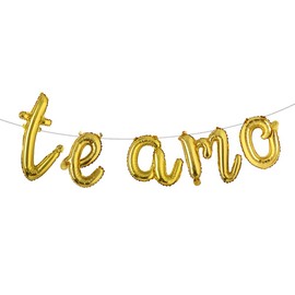 Spanish I Love You TE AMO Decoration Set - Spanish I Love You Letter Balloons Banner Wedding Anniversary Propose Marriage Party Decoration (L TE AMO Gold)