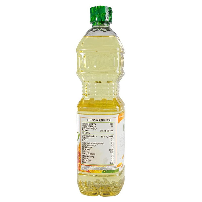 Oléico Aceite Comestible Puro de Cártamo, Natural, 955 mililitros
