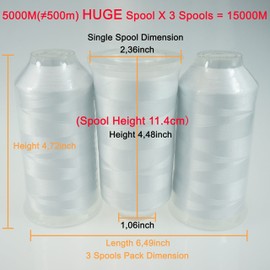 New brothreads - 40 Options- Various Assorted Color Packs of Polyester Embroidery Machine Thread Huge Spool 5000M for All Embroidery Machines -3xWhite