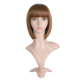 MapofBeauty Natural Female Bob Wig with Short Straight Hair 30 light brown