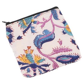 GURU SHOP Small Purse, Cosmetic Bag Made of Block Print Fabric, Model 1, Unisex, Adult, 12 x 14 x 1 cm, Model 12, Unit size, Casual