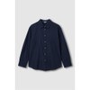 JAJU [JAJU] Soft Linen Blend Long Sleeve Shirt_Navy