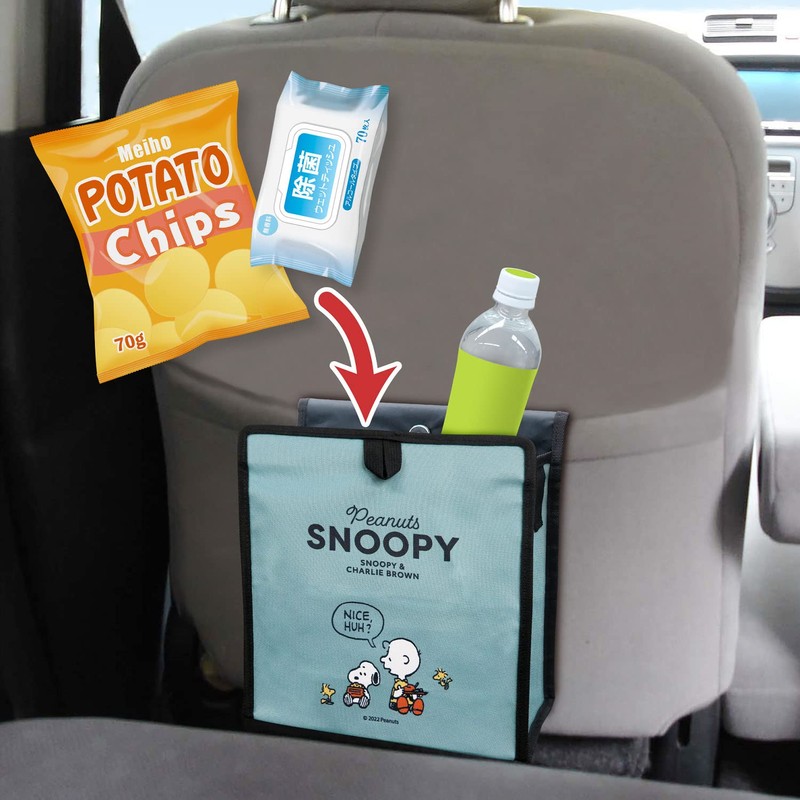 Meiho SN249 Snoopy Car Accessories Seat Back Pocket, Dust Pocket,