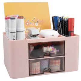 Wzenclave Organizador de escritorio wzenkey de oficina con 2 cajones sacapuntas de escritorio multifuncionales papelería terminada suministros de oficina artículos de arte para el hogar escolar