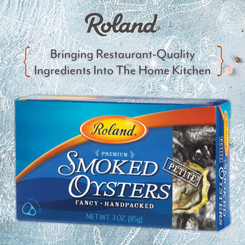 Roland Foods Petite Premium Smoked Oysters in Oil, Wild Caught,