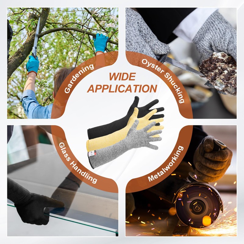 sourcing map Cut Resistant Sleeves with Gloves, 17 Inch Arm