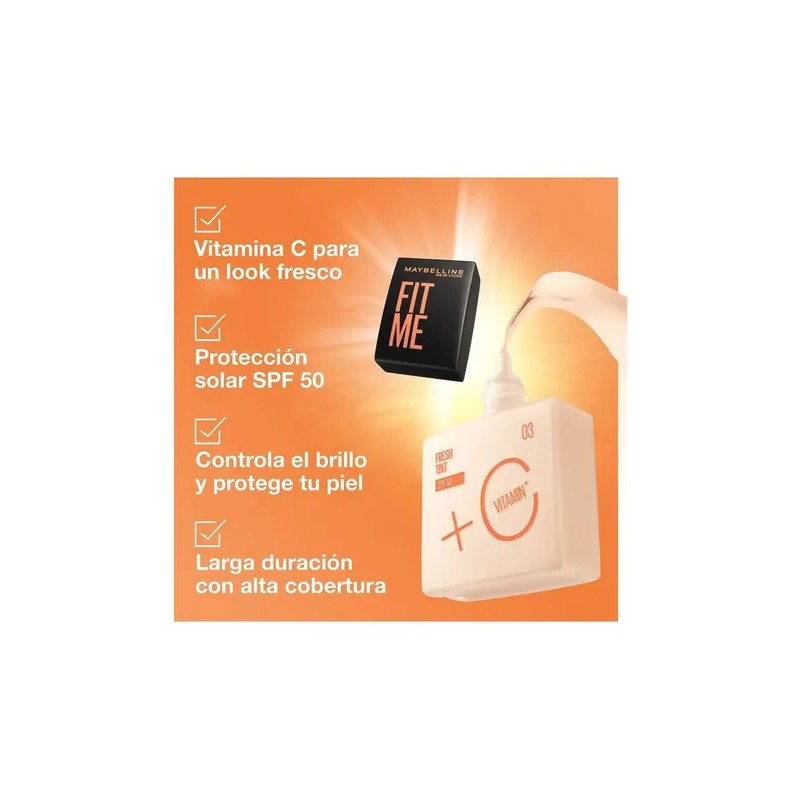 Maybelline Base Fit Me Fresh Tint 30ml, larga duración, alta