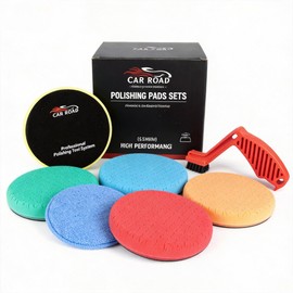 CARROAD 7pc 6.5 Inch Patterned Polishing Pads Kit - Microfiber & Foam Buffing Pads for Orbital/DA Polisher - Scratch & Swirl Removal - Hook & Loop Backing - Washable & Reusable