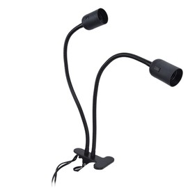 LED Table Lamp, Clip On Desk Light, Two E27/E26 Socket Work Lamp with Flexible Gooseneck for Reading(US Plug),lamp Holder