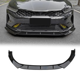 Front Bumper Lip Splitter Compatible with 2024 2023 2022 2021 Kia K5 & 2025 Kia K5 GT/GT Line 3PC Front Splitter Protection Front Bumper Lower Lip Splitter (Gloss Carbon Fiber)