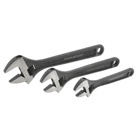 Paramount 3 Piece Set Black Oxide Metric/SAE Adjustable Wrenches: 6", 8", and 10" Length