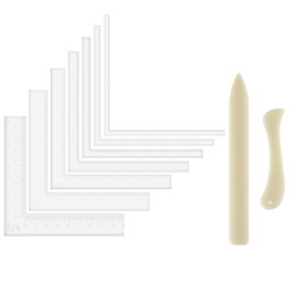 9 Pcs/Set Creative Positioning Pieces Card Corners Helpers with Bone Folder Tool Stamping Corners Paper Craft Supplies Scrapbooking Tools for Paper Craft Card Making and Scrapbooking Crafting Tool