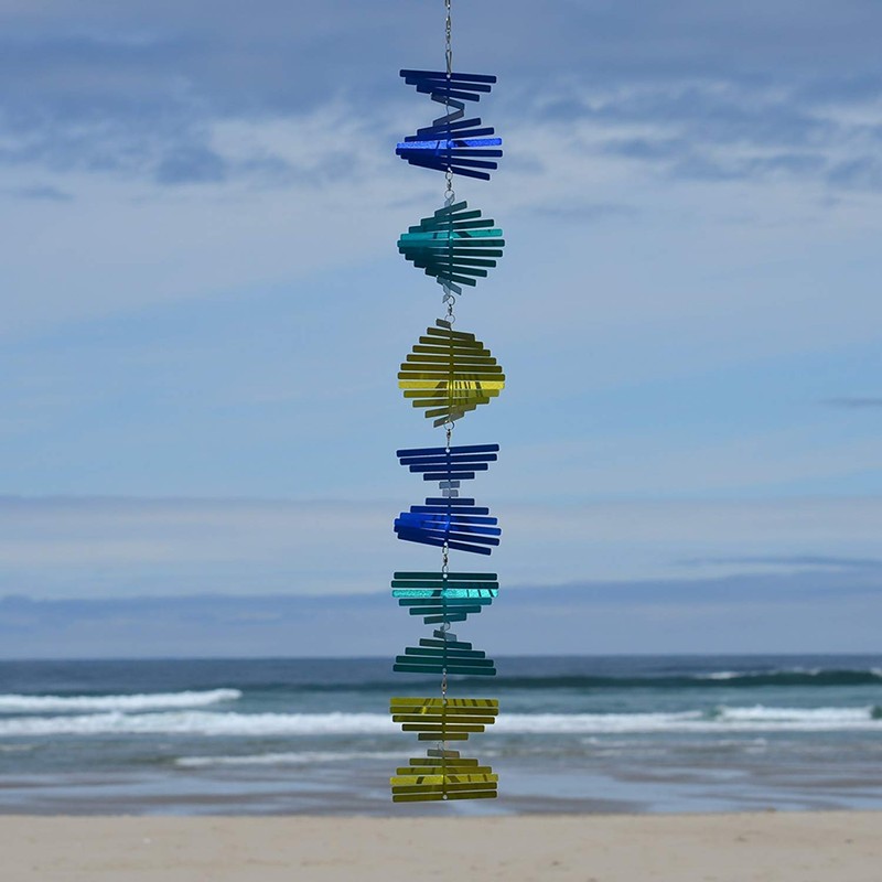 In the Breeze Stacked Shimmer Helix Hanging Wind Spinner, Stainless