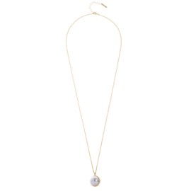 Karen Millen Large Pearl Ball Penadant Necklace for Women (Gold/Pearl)