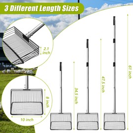 Windspeed 3 in 1 Metal Chicken Poop Scooper 10'' Wide, 61'' Long Adjustable Chicken Coop Pooper Scoop Sifting Shovel Litter for Poultry Litter Scooper Supplies (34-61 in)