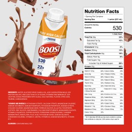 BOOST Very High Calorie Nutritional Drink – Helps Weight Gain & Maintenance - 530 Calories - 26 Vitamins & Minerals - 22 g Protein - Calorie-Dense Nutritional Drink - Chocolate - 8 fl oz (Pack of 24)