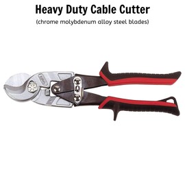 Teng Tools Heavy Duty Copper & Aluminum Electric Cable Cutter/Wire Rope Shears - 496, Silver