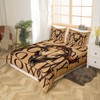 Rustic Western Quilt Set S Size, Retro Brown Cow Bull