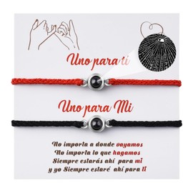 SUNSH Couple Bracelet, Couple Relationship Bracelet, Fern Love Bracelet, I Love You 100 Language Projection Bracelet, Gift for Boyfriend/Girlfriend/Wife/Husband/Couple, Valentine's Day/Birthday, Black