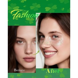 XICZH Purpurina facial, tatuajes temporales verdes, purpurina corporal para mujeres y niñas, pecas verdes para el Día de San Patricio, conciertos country, cantantes, festivales, raves (verde - 10 unid