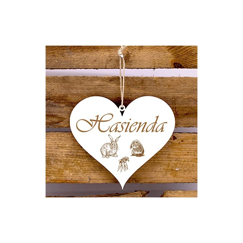 Wooden Heart Sign - Hasienda - Rabbit Dwarf Rabbit Stable