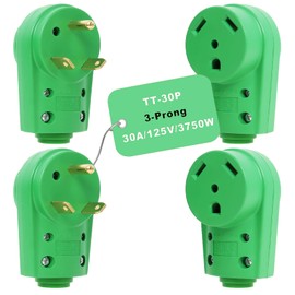 30 Amp RV Plug Set Green (2 Sets) - Upgraded TT-30P Male & TT-30R Female Connectors, 125 Volt Heavy Duty Electrical Camper Plugs, ETL Listed for RVs, Caravans, Motorhomes, Vans, and Trailers (Green)