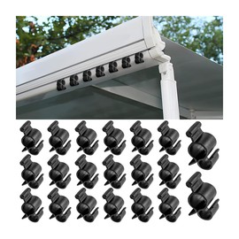 JNNJ Pack of 20 Awning Hooks, Motorhome Piping Strip Hooks, S Shaped RV Hanger, Awning Hooks, for Motorhome, Camping Tent, Indoor and Outdoor Decoration, Party Light Hangers (Black)