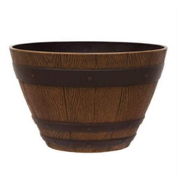 Southern Patio 13″ Woodford Barrel Planter 5-Pack, Darkened Oak