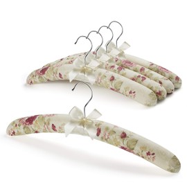 16 inches Satin Padded Hangers for Women Clothing - GLCON Padded Clothes Hangers for Sweaters - No Bump Fancy Floral Bridal Hangers for Adult Coat Suit Wedding Dress (Pack of 10)