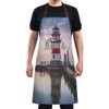FRCSDIY Lakeside Lighthouse Adjustable Bib Apron,Waterdrop Resistant with 2 Pockets