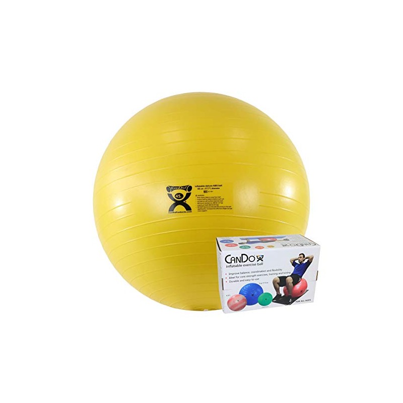CanDo Abs Inflatable Ball, Yellow, 17.7 Inch